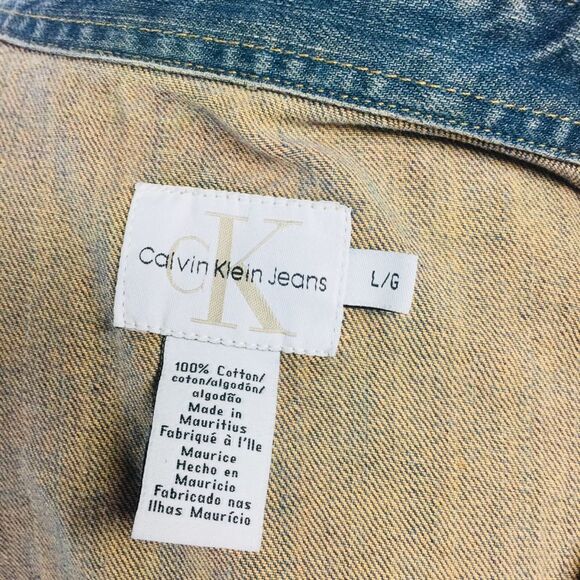 Calvin Klein blue Jean zip up jacket Large - Picture 4 of 4